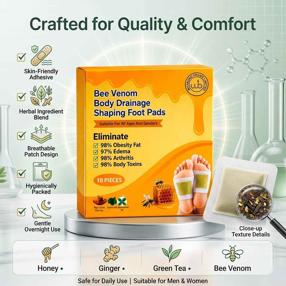 Bee Venom body drainage shaping foot pads box with breathable patch design callouts