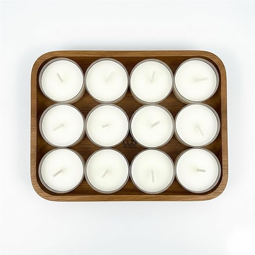 Candlewale Set of 12 Scented Soy Wax Tealight Candles – Smokeless, Drip-Free, 4-Hour Burn Time – Ideal for Home Décor, Pooja, Spa & Gifting (Jasmine)