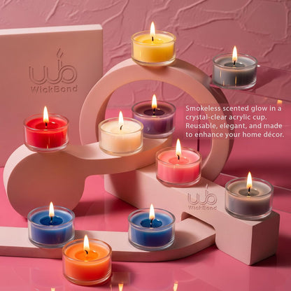 Candlewale Set of 12 Scented Soy Wax Tealight Candles – Smokeless, Drip-Free, 4-Hour Burn Time – Ideal for Home Décor, Pooja, Spa & Gifting (Jasmine)
