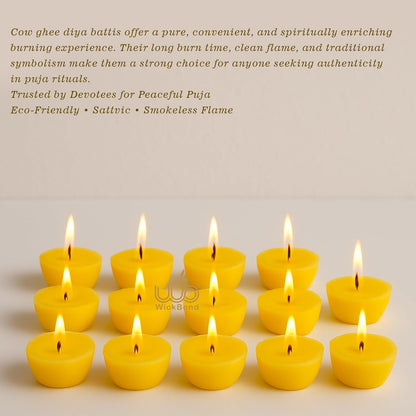 Candlewale Good Morning Ghee – Ghee Diya Batti 100g | Pure Cow Ghee Cotton Wicks | Wax-Free, Ready-to-Use, Long-Burning | for Puja, Aarti, Diwali & Daily Rituals | Pack of 2