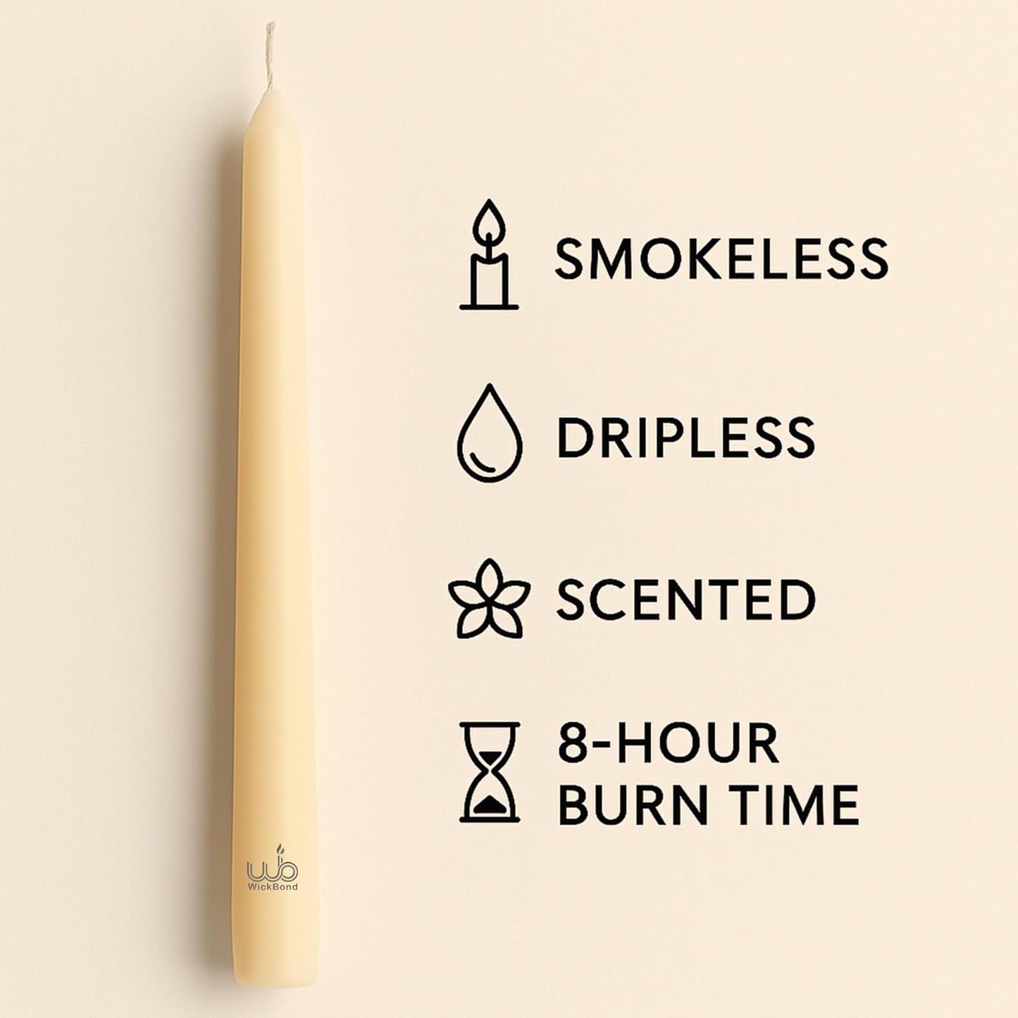 Candlewale 10″ Soy Wax Taper Candles – Pack of 6 | Dripless, Smokeless, Long Burn | Elegant for Dinner, Wedding & Home Décor (Lemon)