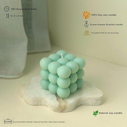 Candlewale Scented Bubble Candles, Set of 2 Handmade Soy Wax Cube Candles, Home Decor and Gifting (Ocean Breeze)