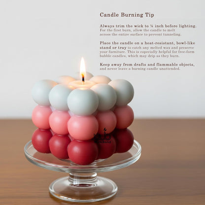Candlewale Ombre Bubble Candle – Hand-Poured Scented Soy Wax Pastel Cube for Aesthetic Room Decor & Gifting (Set of 2) (Rose)