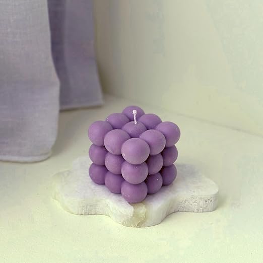 Candlewale Scented Bubble Candles, Set of 2 Handmade Soy Wax Cube Candles, Home Decor and Gifting (Lavender)