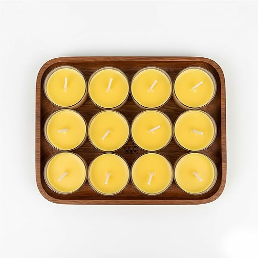 Candlewale Set of 12 Scented Soy Wax Tealight Candles – Smokeless, Drip-Free, 4-Hour Burn Time – Ideal for Home Décor, Pooja, Spa & Gifting (Lemon)