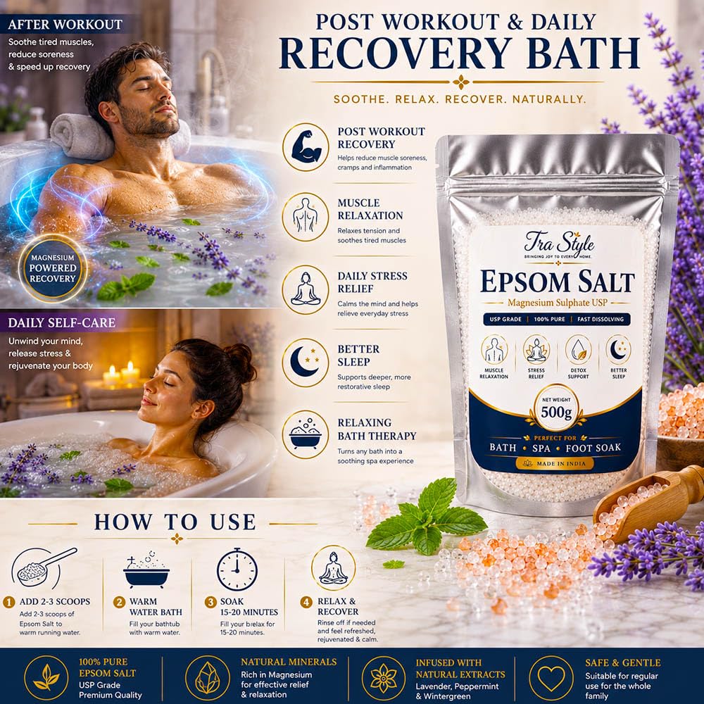 Lavender Cooling Recovery Soak | Foot Spa & Muscle Relief Magnesium Bath Salt (1.5kg)