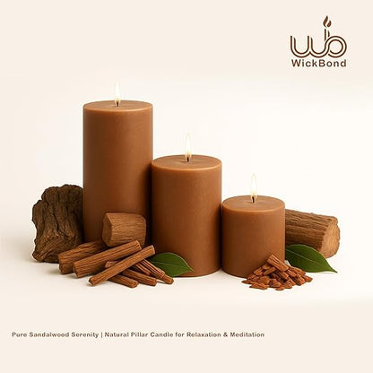 Pillar Candles – Set of 3 (2x6, 2x4, 2x2 in) | Smokeless & Dripless Wax Candles for Home & Event Decor (Brown, Unscented)