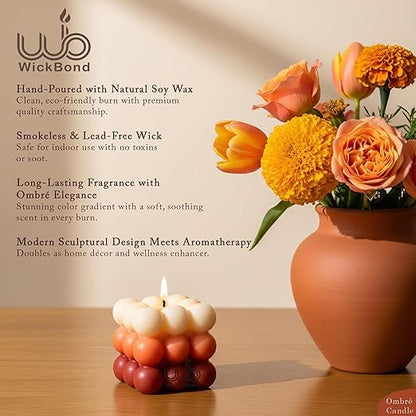 Candlewale Ombre Bubble Candle – Hand-Poured Scented Soy Wax Pastel Cube for Aesthetic Room Decor & Gifting (Set of 2) (Tropical)