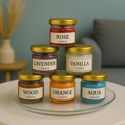 Candlewale Scented Candle Gift Set – Pack of 6 Mini Jar Wax Candles, Highly Fragranced Aromatherapy Candles for Home Decor & Gifting