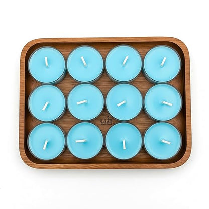 Candlewale Set of 12 Scented Soy Wax Tealight Candles – Smokeless, Drip-Free, 4-Hour Burn Time – Ideal for Home Décor, Pooja, Spa & Gifting (Aqua)