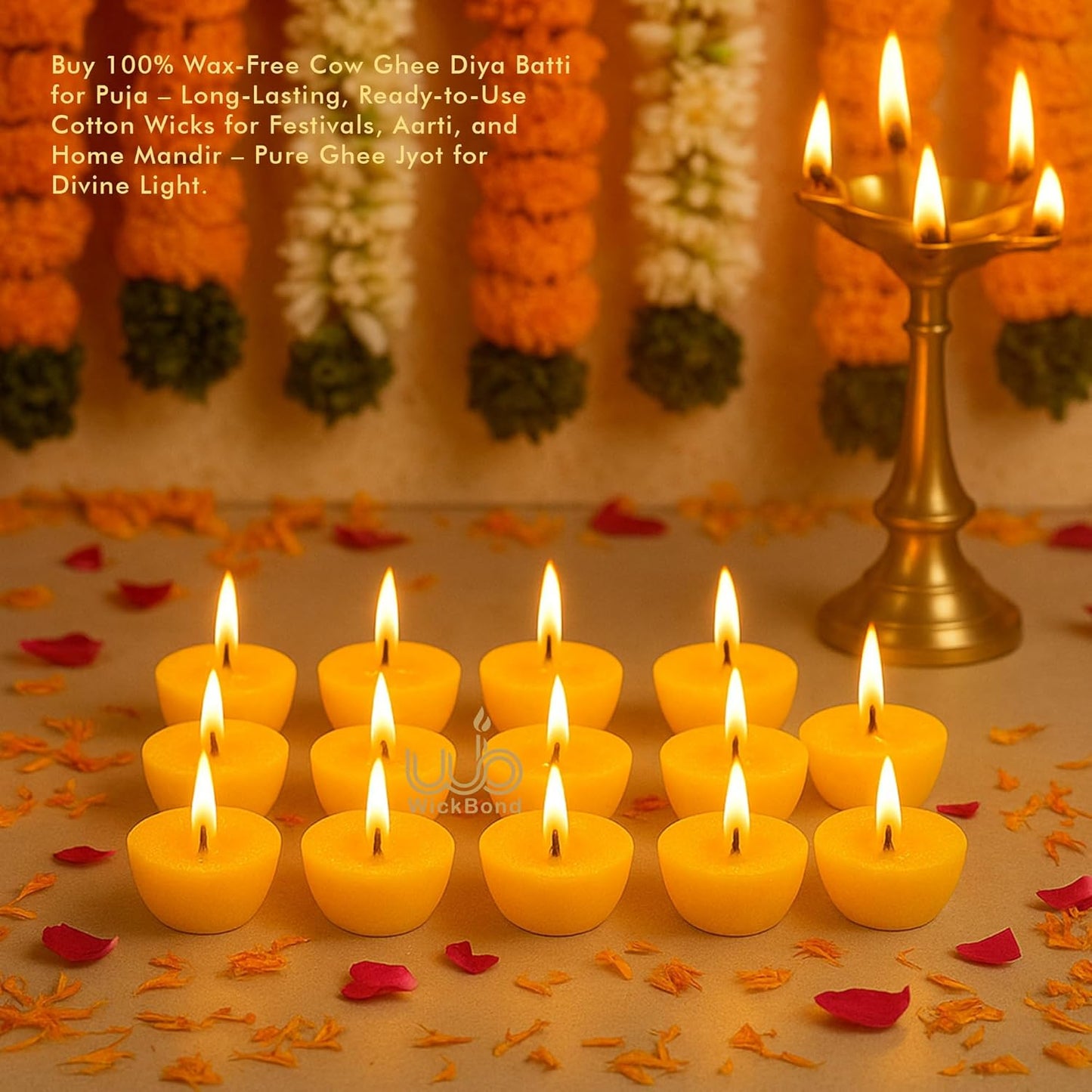 Candlewale Good Morning Ghee – Ghee Diya Batti 100g | Pure Cow Ghee Cotton Wicks | Wax-Free, Ready-to-Use, Long-Burning | for Puja, Aarti, Diwali & Daily Rituals | Pack of 2