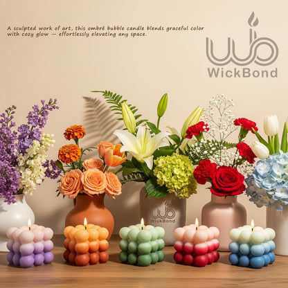 Candlewale Ombre Bubble Candle – Hand-Poured Scented Soy Wax Pastel Cube for Aesthetic Room Decor & Gifting (Set of 2) (Lavender)