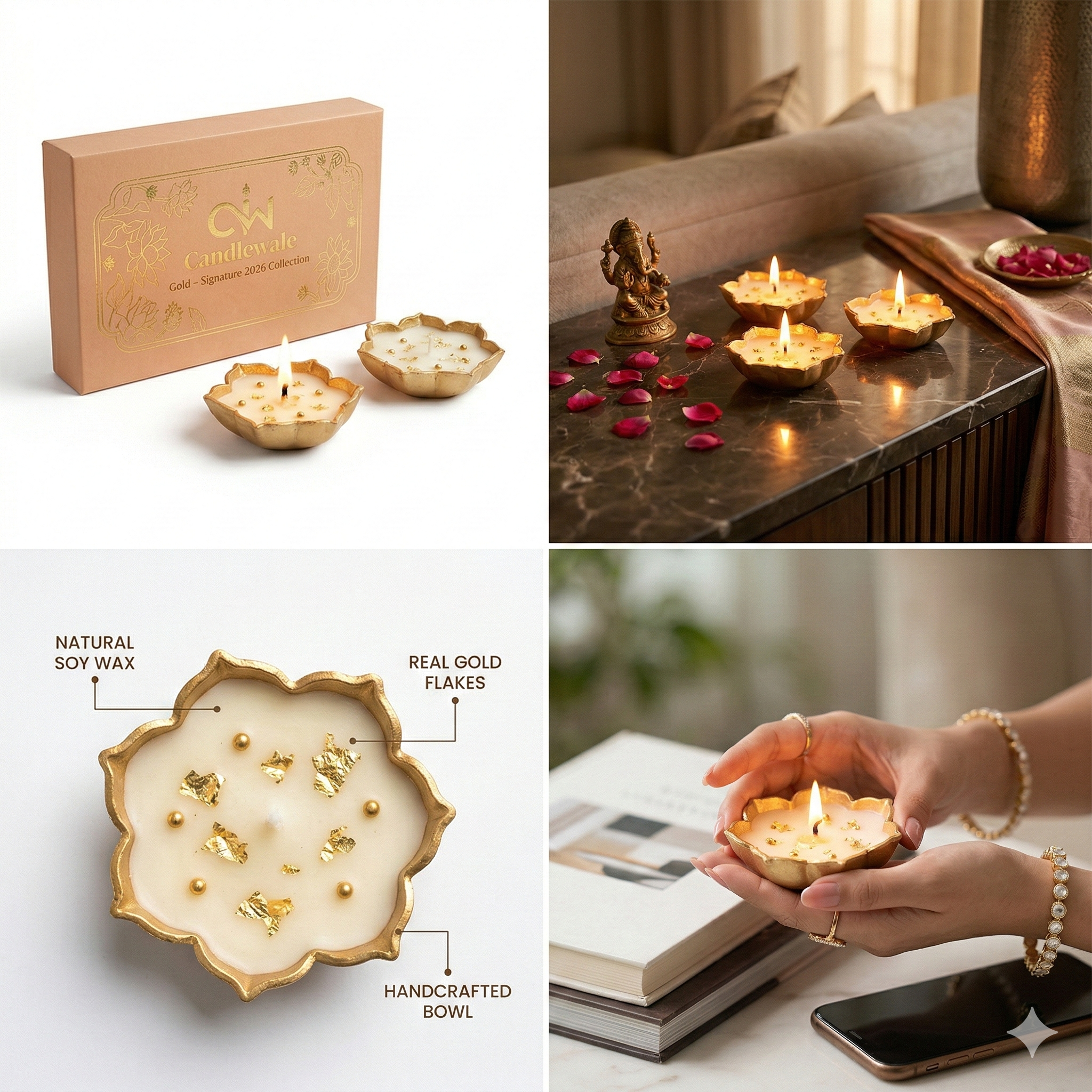 Candlewale Urli Candle Set of 2 – Decorative Scented Bowl Candles for Home Décor & Gifting